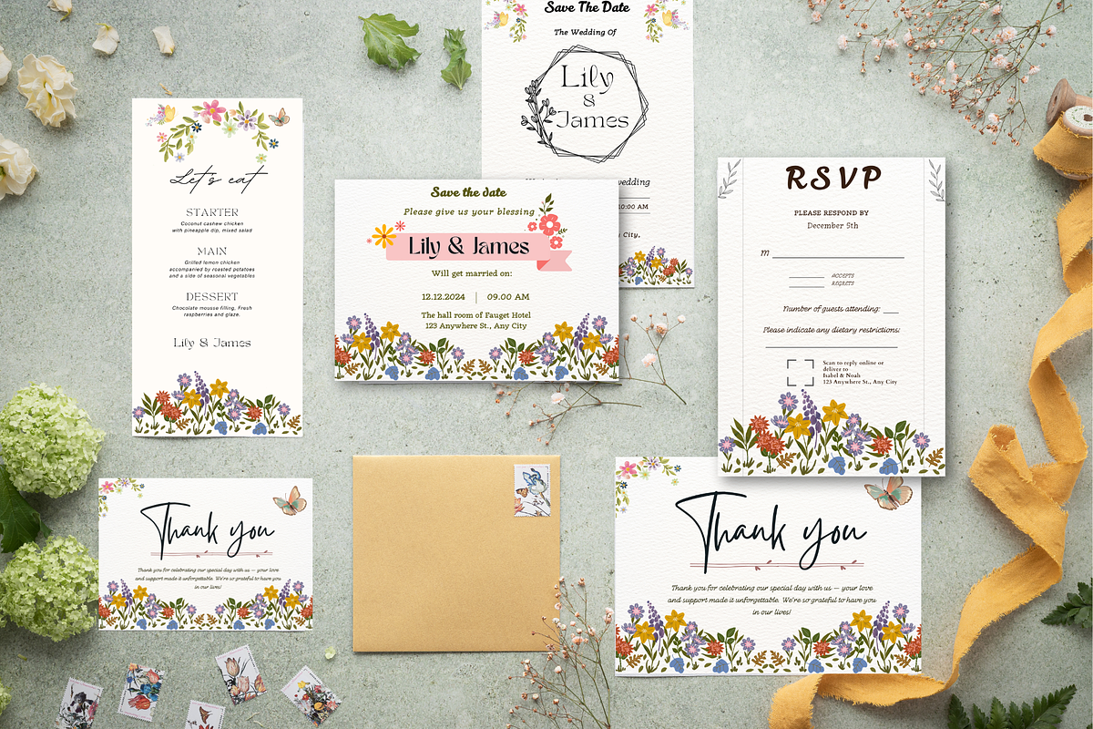 Elegant Floral Wedding bundle, an Invitation Template by WynterLife Studio (Photo 1 of 6)