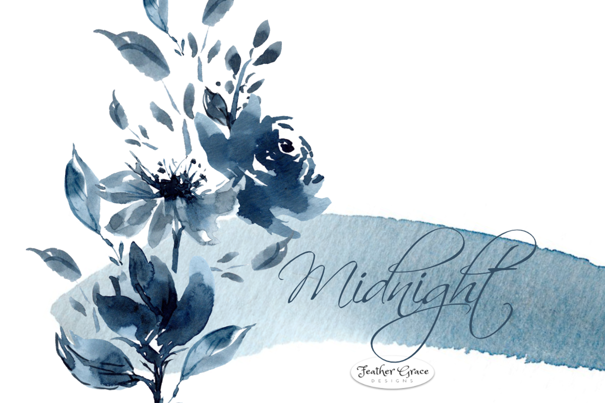 Indigo Blue Watercolor Flowers, an Illustration by Feather Grace Designs (Photo 10 of 10)