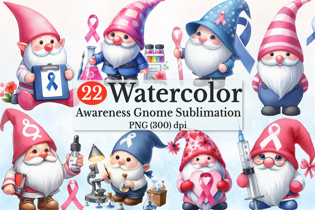Breast Cancer Awareness Gnome Clip, a Seasonal Illustration by Rose Art (Photo 1 of 7)