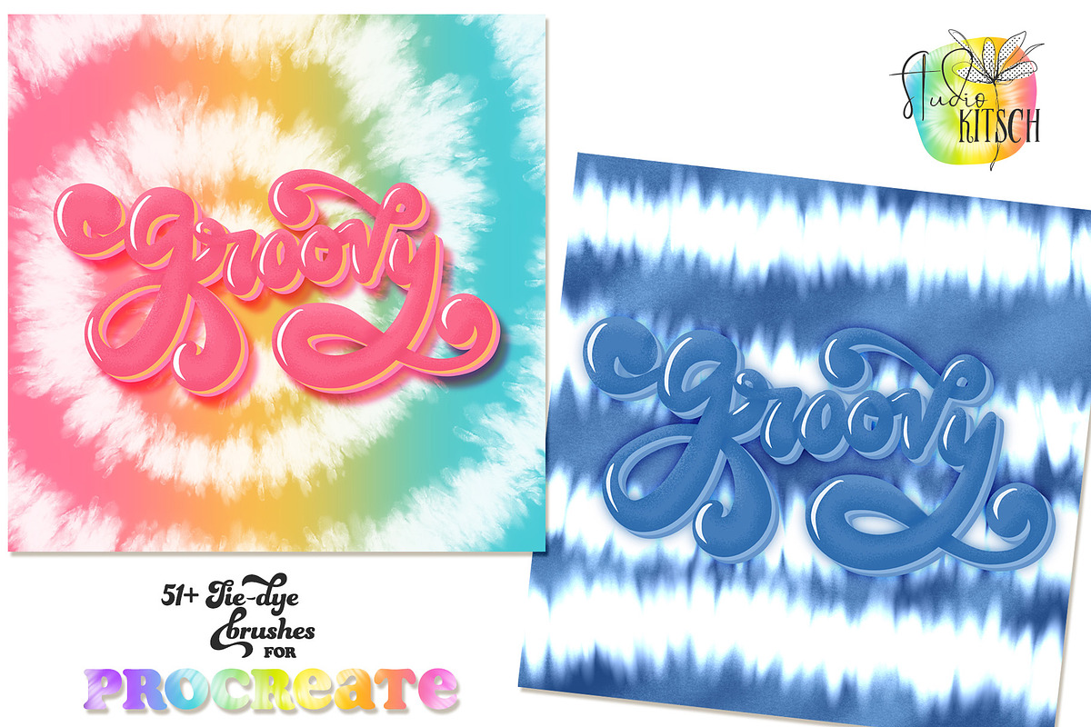 Tie-Dye Brushes for Procreate, a Brush Add-On by Studio Kitsch (Photo 2 of 8)