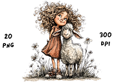 Whimsical Floral Girl & Lamb, an Animal Illustration by GiraffeCreative (Thumbnail 13 of 20)