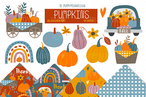 Pumpkins Clipart And Paper Pack