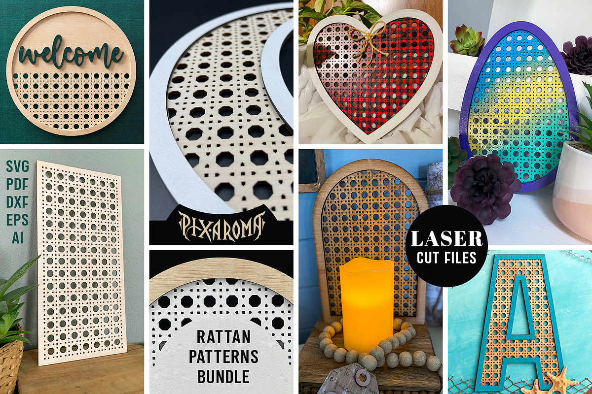 Rattan Pattern Bundle - Cut Files, an Illustration by pixaroma