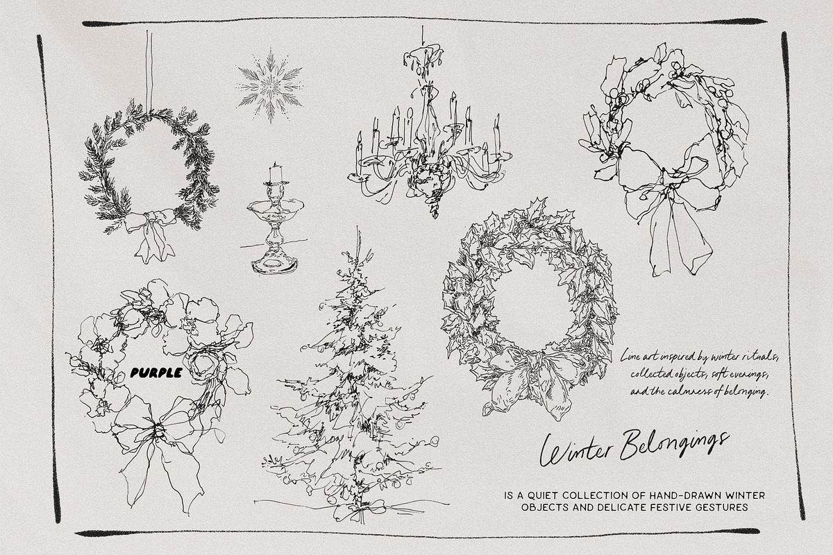 Winter Belongings: Holiday Line Art, a Seasonal Illustration by Purple (Photo 10 of 15)