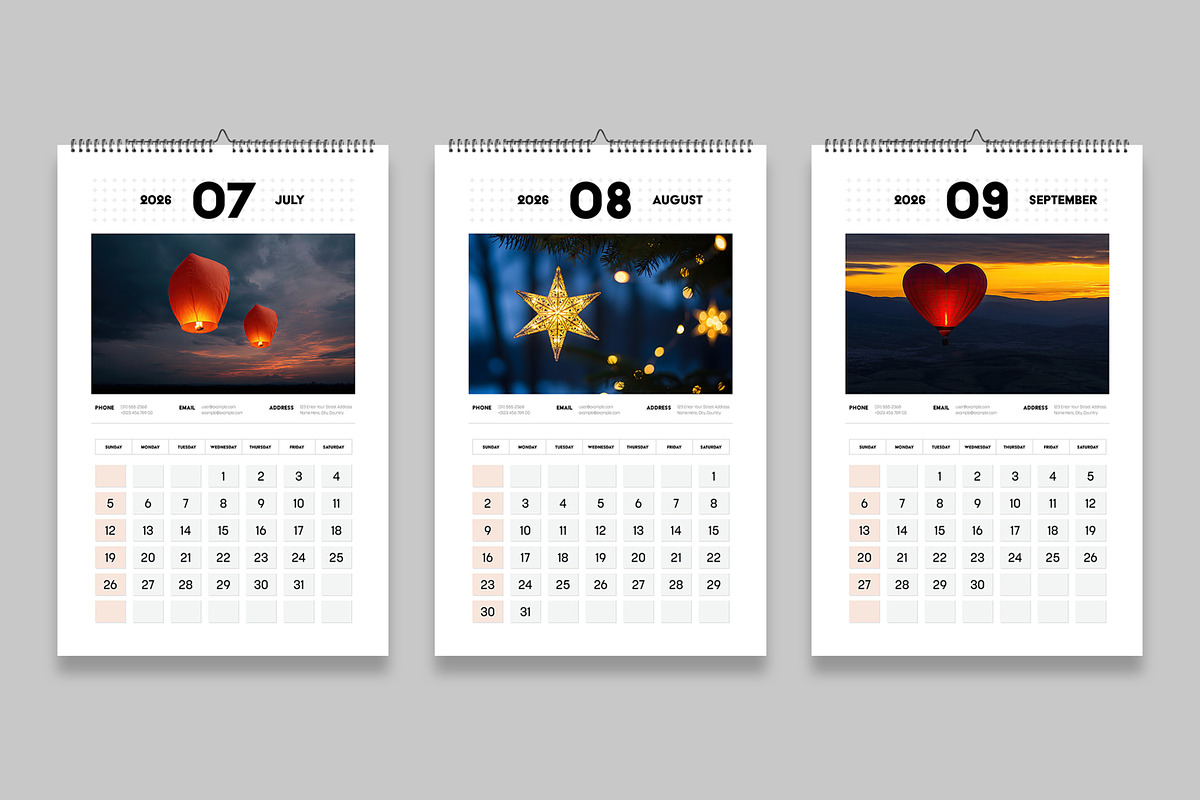 2026 Wall Calendar Template Layout, a Stationery Template by MightyDesign (Photo 4 of 8)