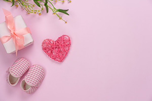 Top view happy mother's day stock photo containing background and banner