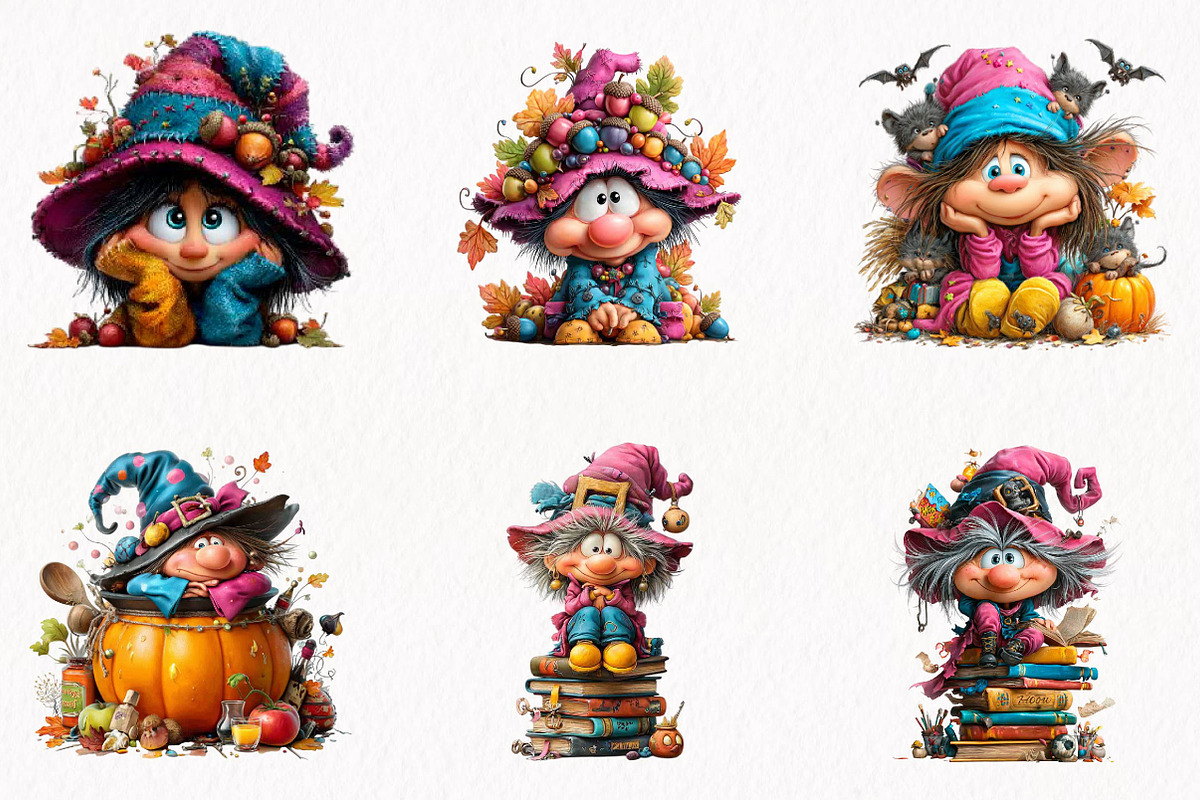 Whimsical Ugly Witch Clipart Bundle, a Person Illustration by fashionaddict (Photo 3 of 7)