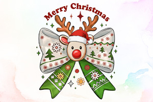 Merry Christmas Deer With Bow PNG, an Illustration by Sublimation Artist