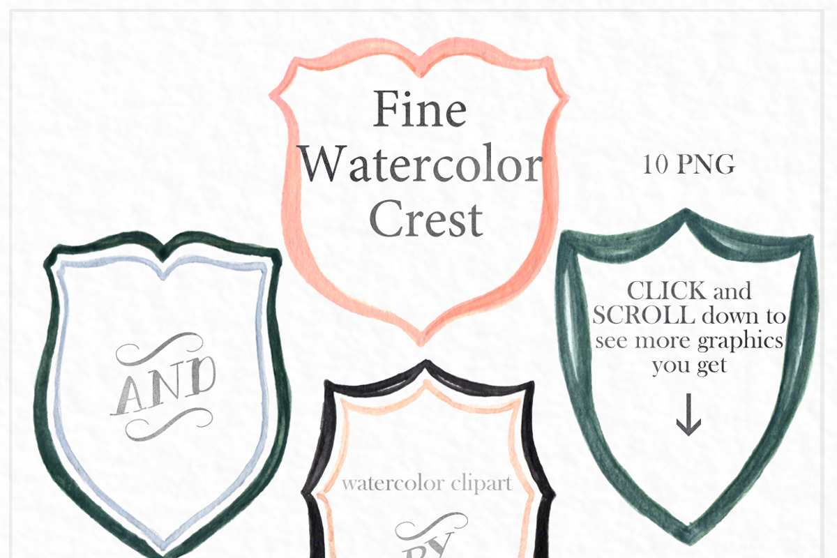 Watercolor Crest  banners, an Illustration by LABFcreations (Photo 2 of 5)