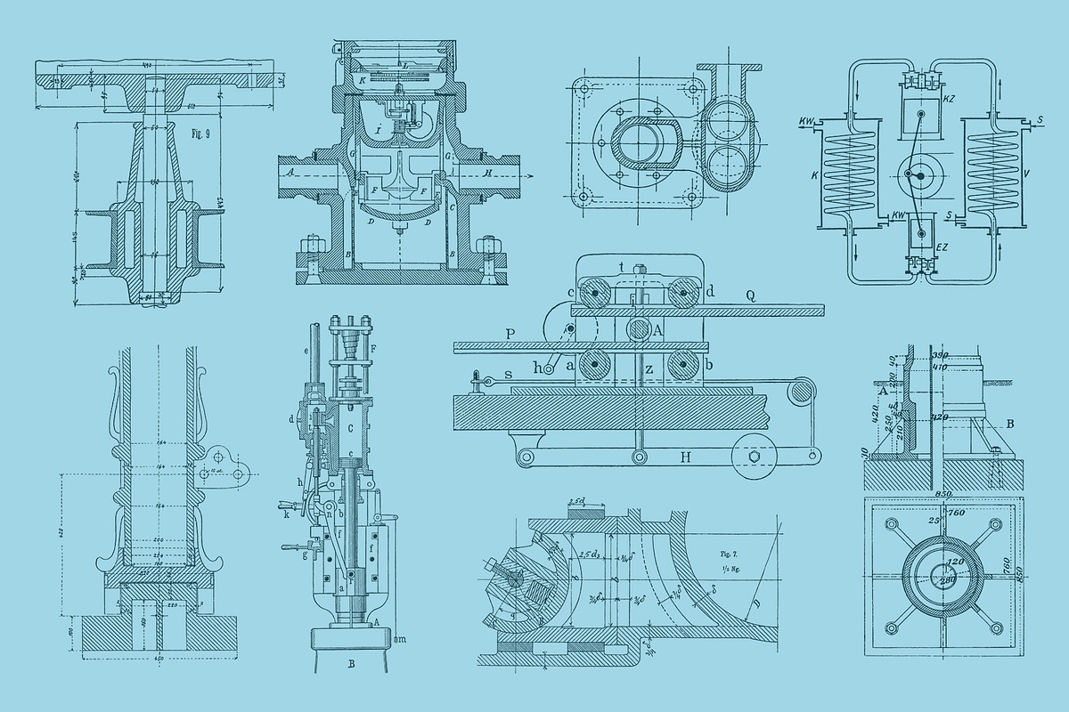 Vintage Blueprints Collection, an Object Graphic by Graphic Goods (Photo 6 of 12)