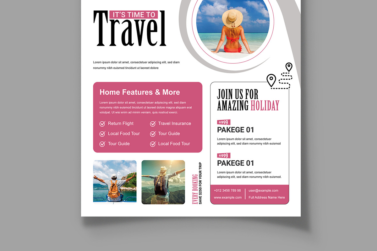 Travel Flyer Design Template, a Flyer Template by MightyDesign (Photo 3 of 8)