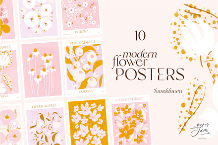 Modern Flower posters, a Decorative Illustration by PaperJamLab