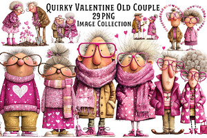 Quirky Valentine Old Couple Clipart, an Illustration by Dream Creation