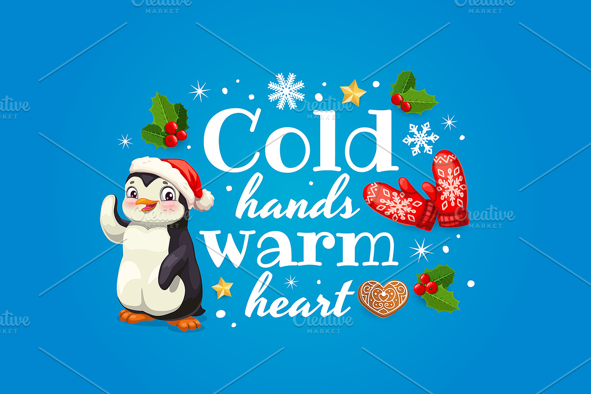 Christmas quote cold hands warm, an Illustration by Vector Tradition (Photo 2 of 3)