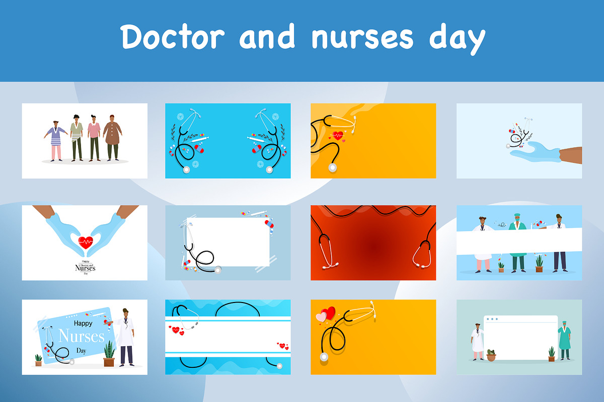 Doctor and nurses day vector bundle, a Healthcare Illustration by foxndeer (Photo 1 of 4)