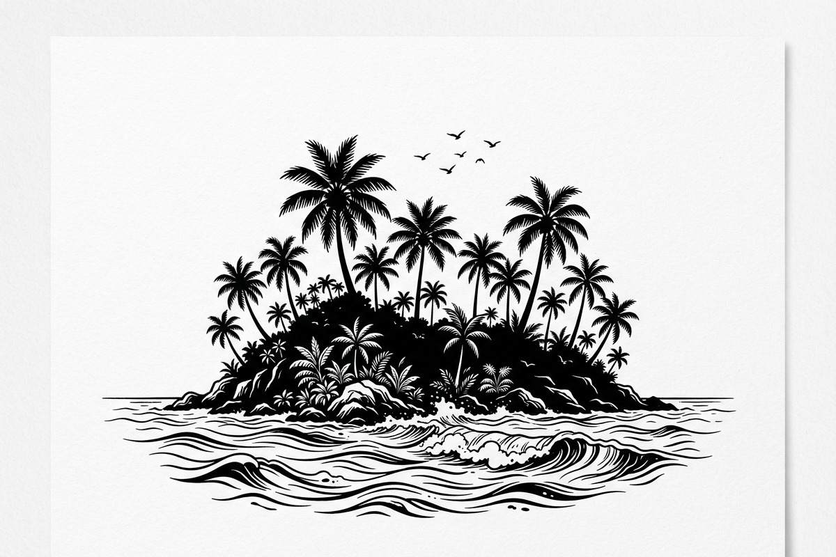 50 Tropical Palm Island Silhouette, an Empty State Illustration by Amazin_art (Photo 36 of 41)