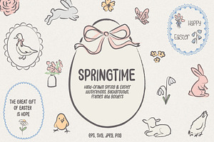 Springtime Hand-Drawn Illustrations