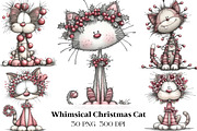 Whimsical Christmas Cat Clipart, an Illustration by CraftArtStudio (Thumbnail 1 of 6)