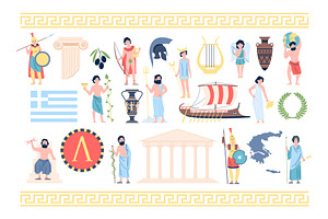 Flat greek elements. Landmarks of, a Graphic by LadadikArt