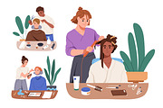 Hairdressers & makeup artist at work, a Person Illustration by Good Studio (Thumbnail 1 of 4)