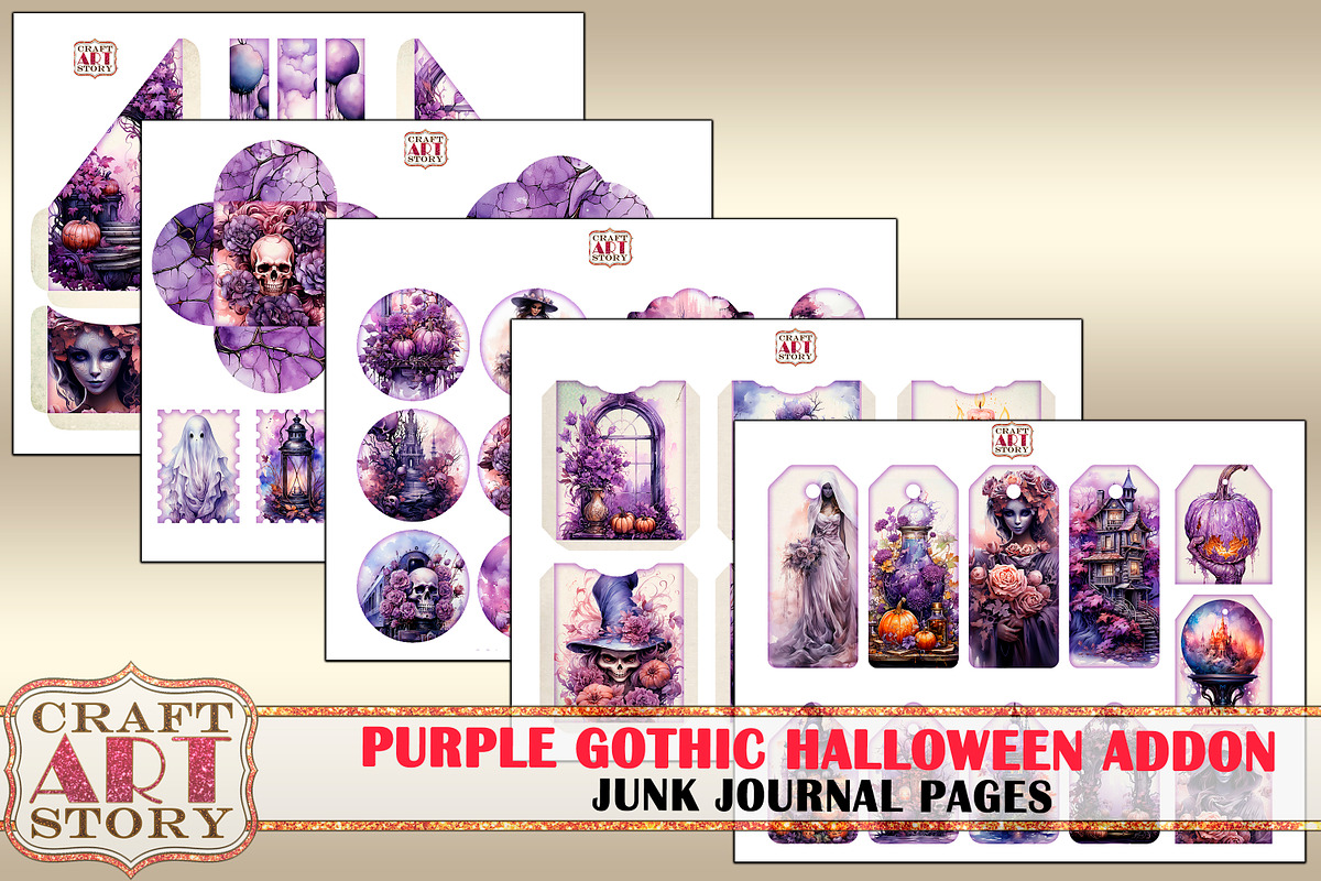 Purple Gothic Halloween ADDON, a Seasonal Illustration by CraftArtStory (Photo 3 of 3)