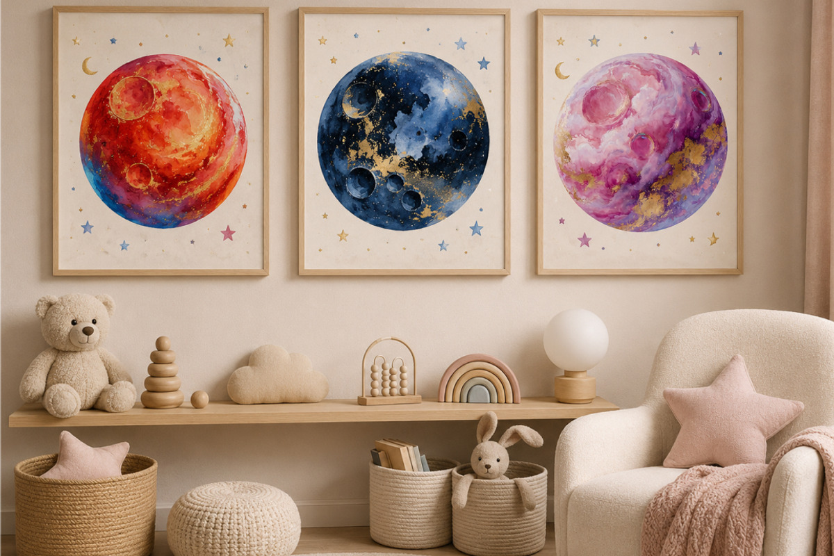 Watercolor Space Planets - 60 PNG, a Texture Illustration by InkyQueenArt (Photo 5 of 8)