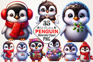 Cute Christmas Baby Penguin Sublimat, an Illustration by RobertsArt