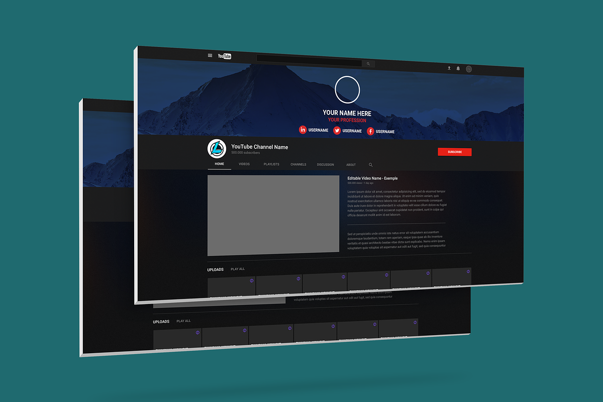 YouTube Multipurpose Banner Set 2, a Social Media Template by Lordsse (Photo 2 of 2)