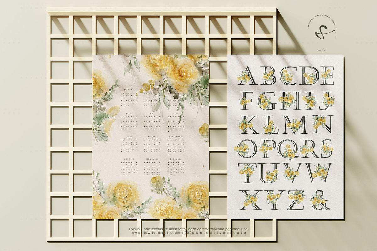 Bloom | Yellow Roses Watercolor, a Texture Graphic by slowlivecreate (Photo 4 of 6)