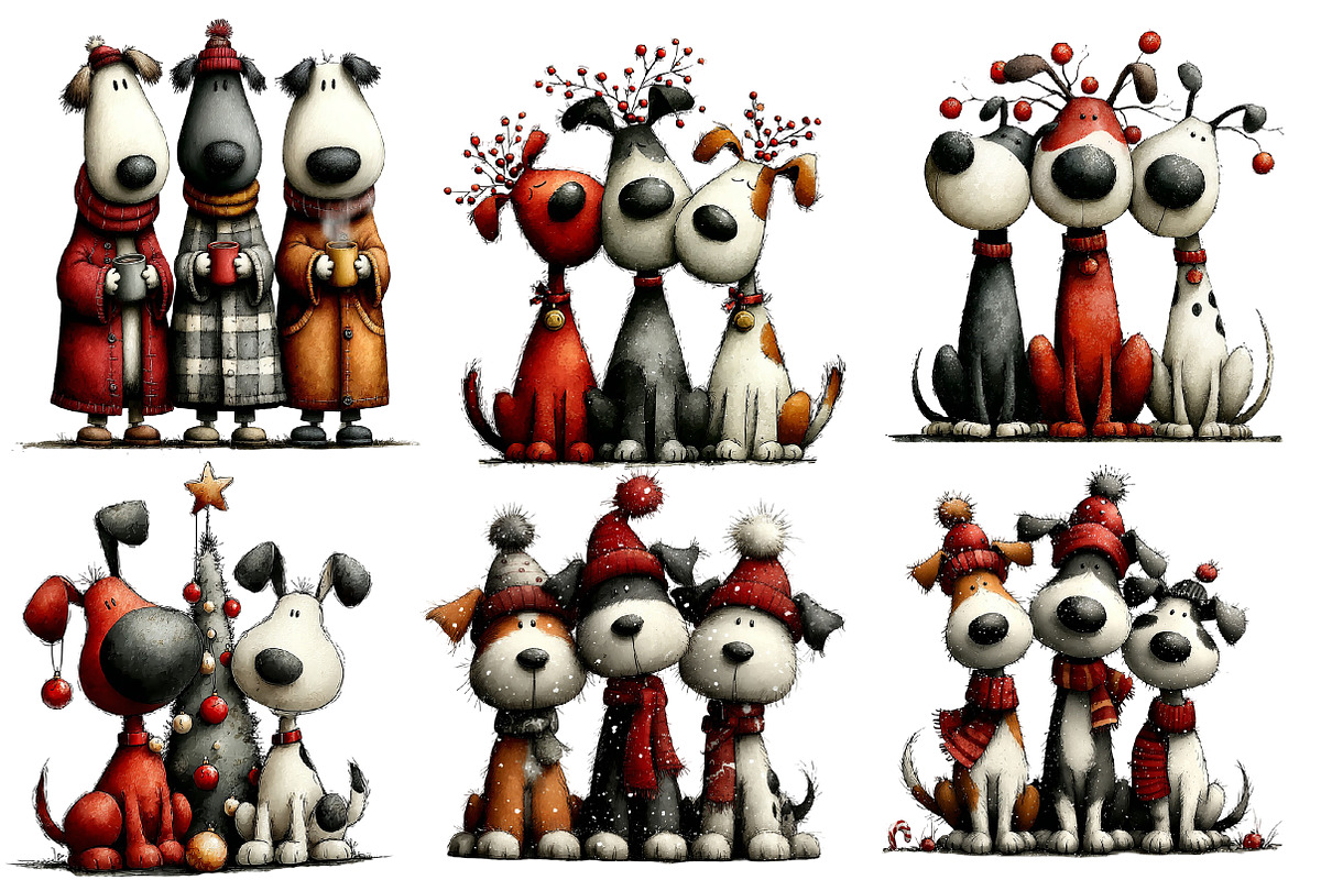 Christmas Whimsical Dogs  Clipart, an Illustration by Designworld (Photo 2 of 4)
