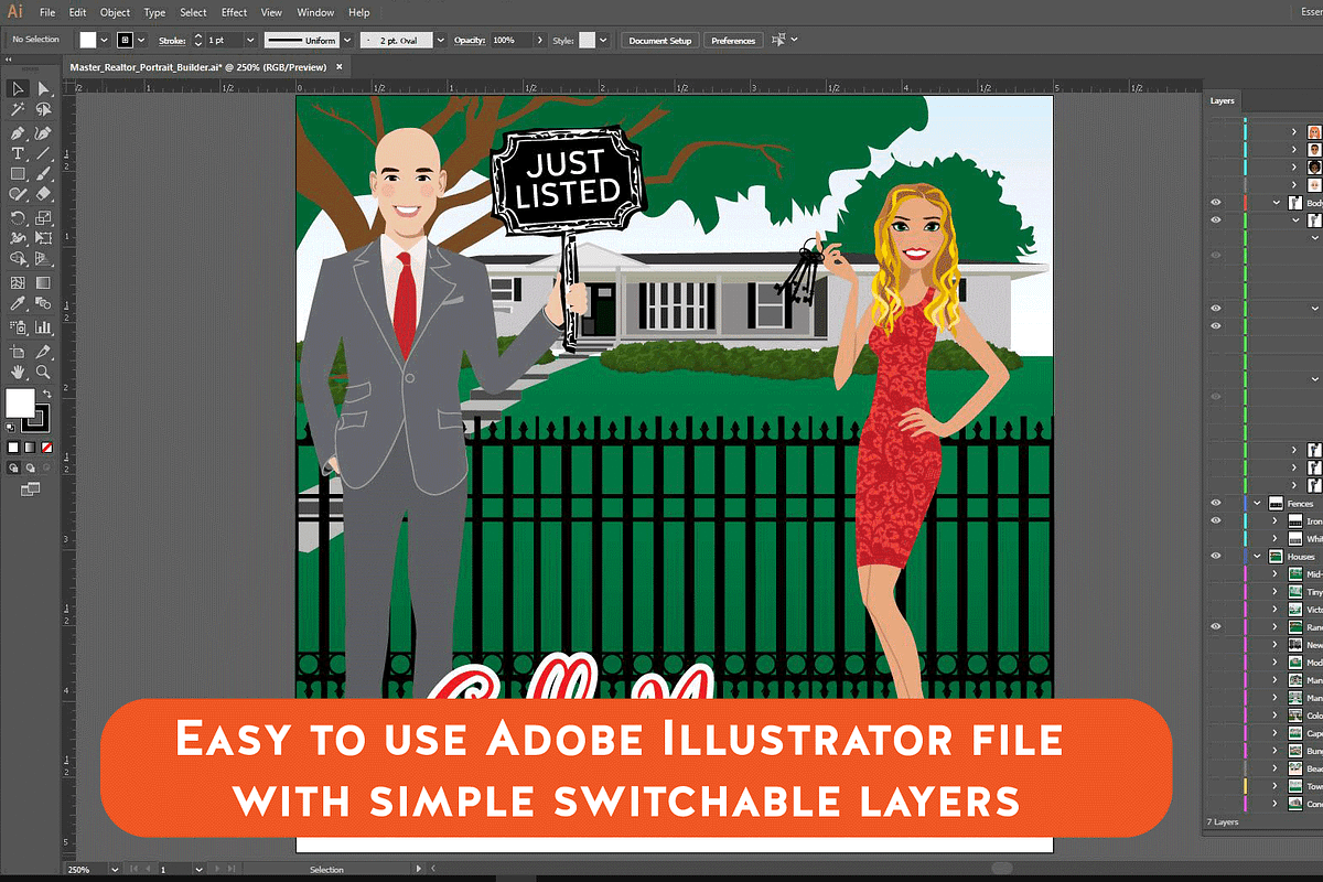 REAL ESTATE PORTRAIT CREATOR, a Work Illustration by Lauren Lesley Studio (Photo 8 of 12)