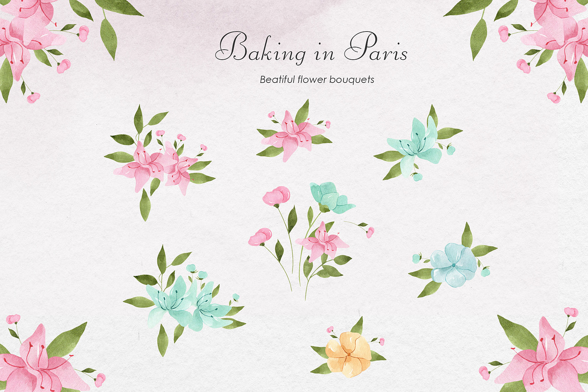 Baking in Paris Watercolor Clipart, a Food Illustration by natalisart (Photo 9 of 16)