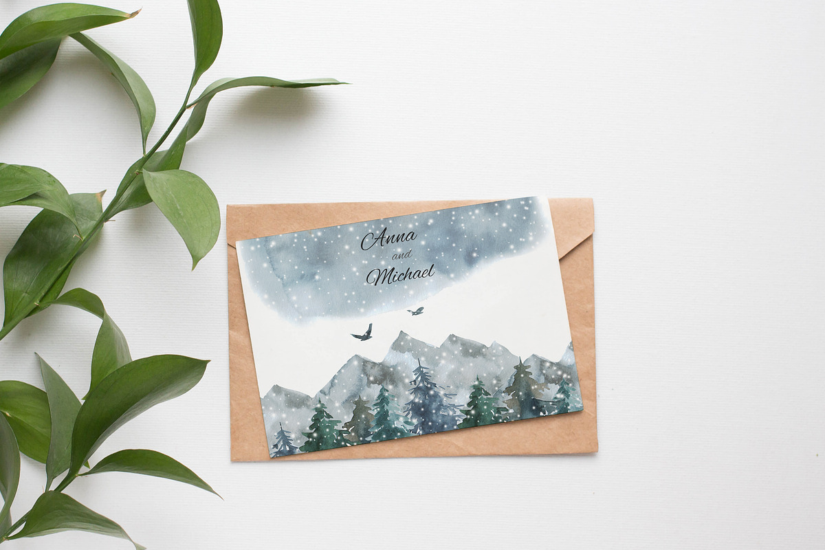 Watercolor Clipart Winter Forest png, an Illustration by KomtsyanTatyanaArt (Photo 4 of 4)