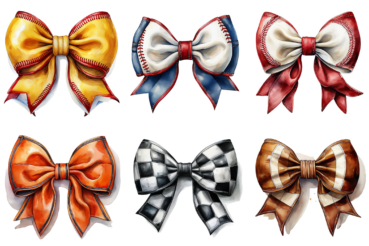 Sports Coquette Bow Sport Bows Clipa, an Illustration by Sublimation Artist (Photo 2 of 6)