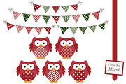 Christmas Owl Vectors & Patterns, an Animal Illustration by Amanda Ilkov (Thumbnail 2 of 3)