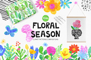 Floral Season Collage Illustrations, an Illustration by LarysaZabrotskaya (Thumbnail 1 of 12)