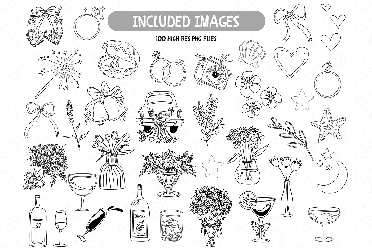 Whimsical Wedding Icons Clipart, an Illustration by TatiMockup (Photo 2 of 6)