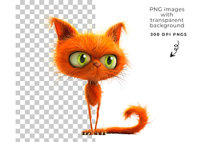 Quirky Cat Clipart, Vol 1, 52 PNG