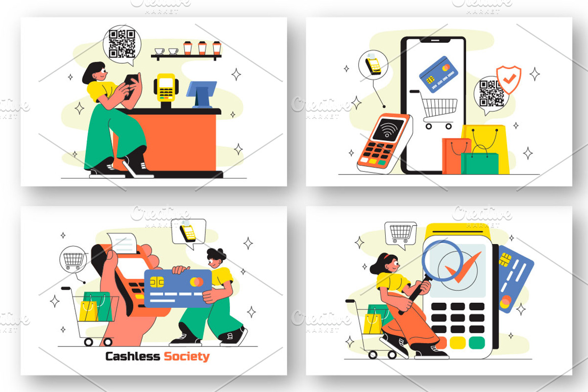 10 Cashless Society Illustration, a Finance Illustration by denayunebgt (Photo 3 of 4)