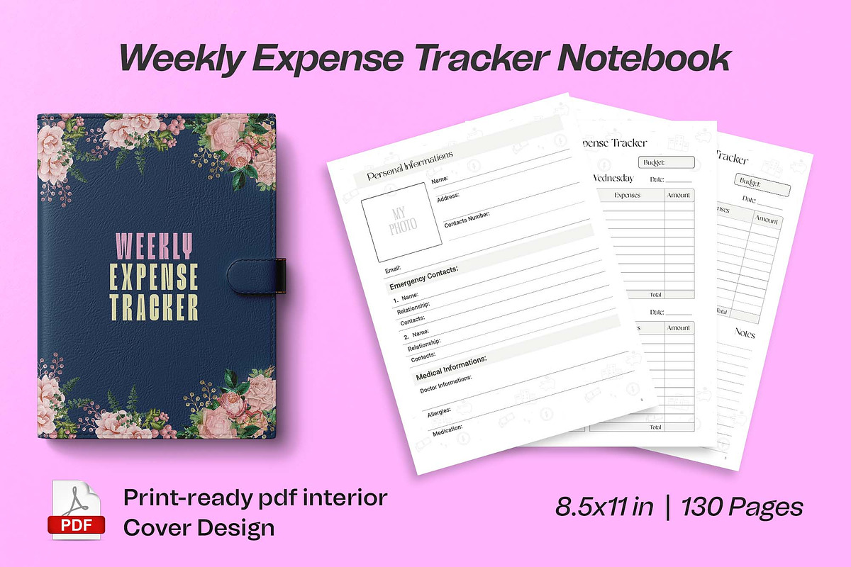 Weekly Expense Tracker Notebook, a Stationery Template by Graphic Template (Photo 2 of 2)