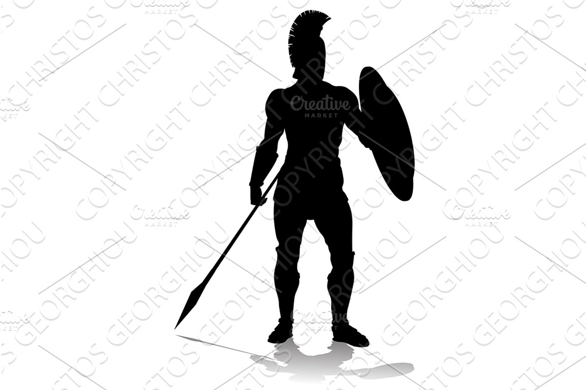 Spartan Silhouette Gladiator Trojan, an Object Illustration by Christos Georghiou