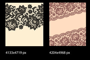 Lace Seamless Pattern, Corner, Card.