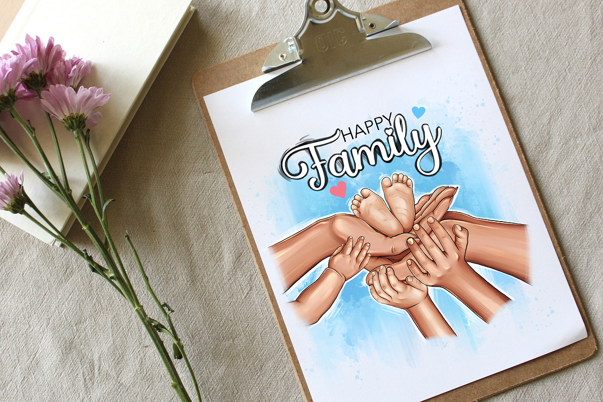 Family Clipart, Mom, Dad and kids, a Person Illustration by Elenbushe (Photo 3 of 6)