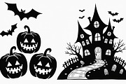 Haunted Halloween Silhouette bundle, an Illustration by hafijul (Thumbnail 7 of 9)