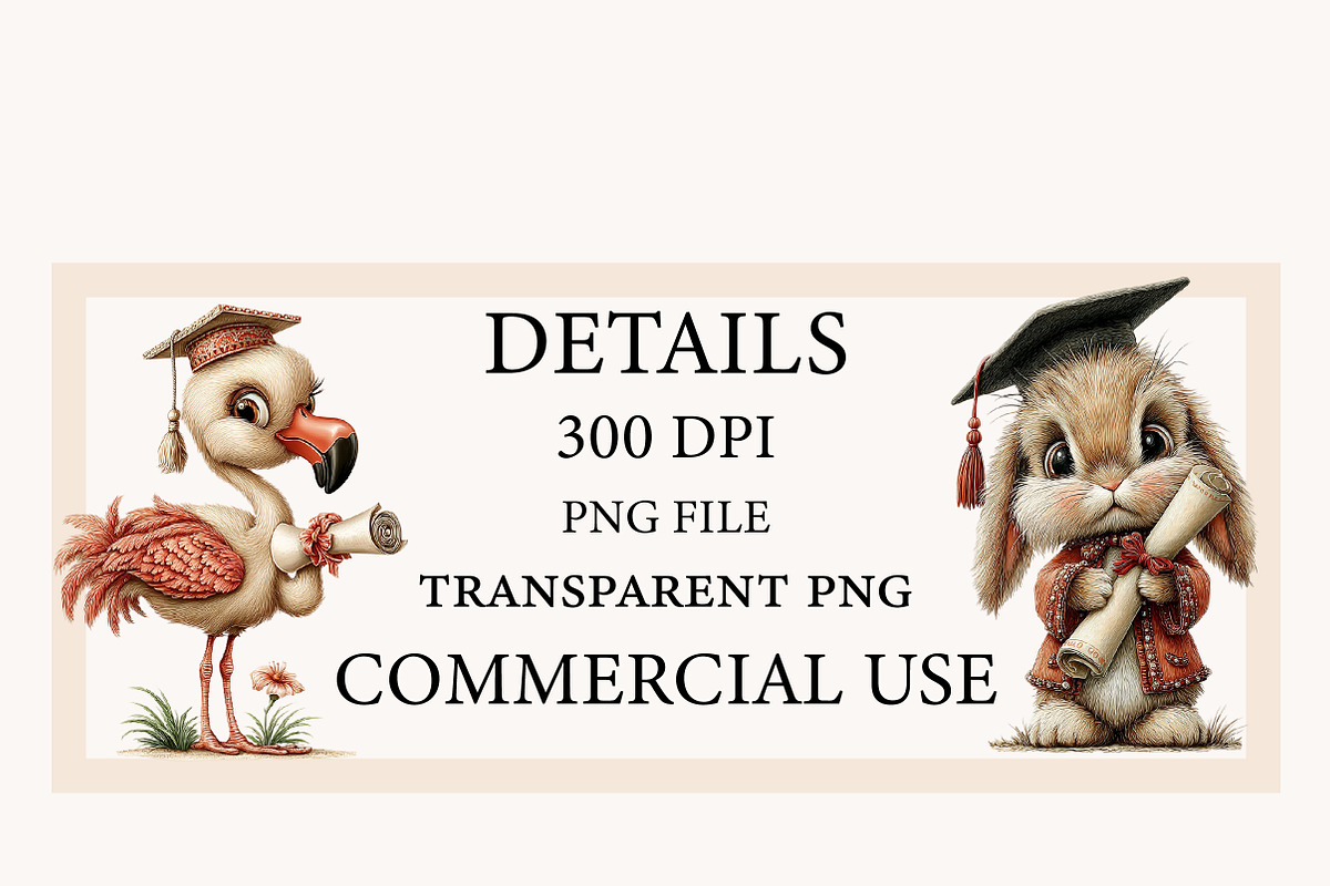 Whimsical Graduation Animals clipart, an Illustration by Designworld (Photo 7 of 10)