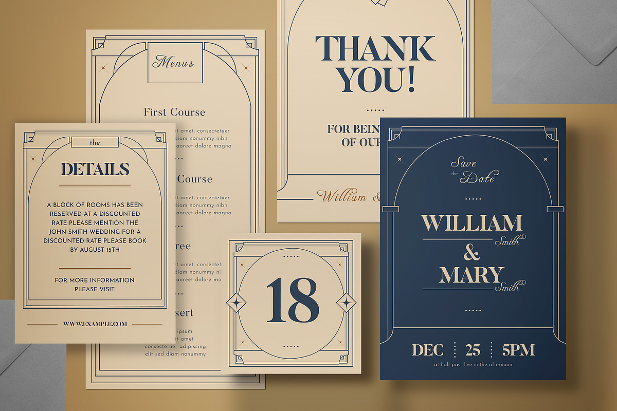 Art Deco Wedding Invitation, an Invitation Template by graphicook (Photo 1 of 3)