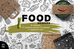 Seamless patterns set with food