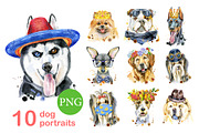 10 watercolor dog portraits 7, an Animal Illustration by Watercolor fantasy (Thumbnail 1 of 5)