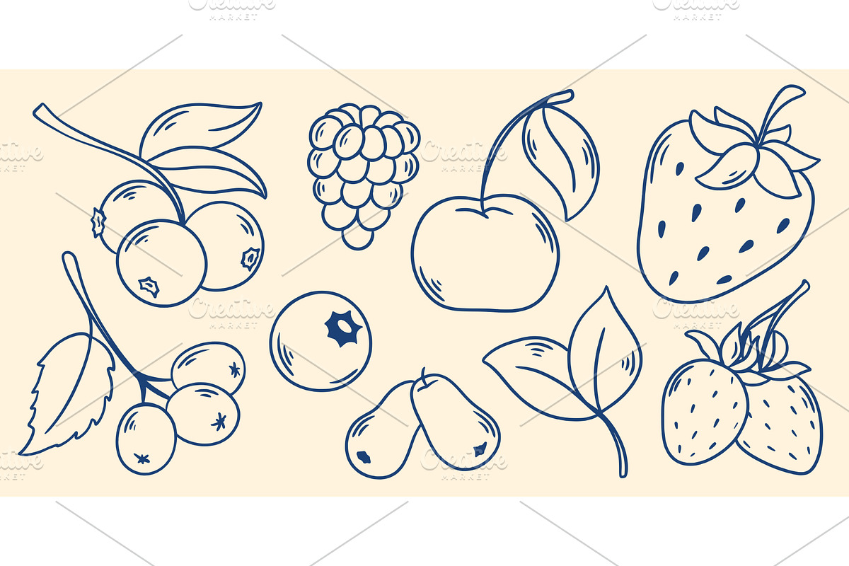 Set berries in Mediterranean style, a Food Illustration by Tati_Kli