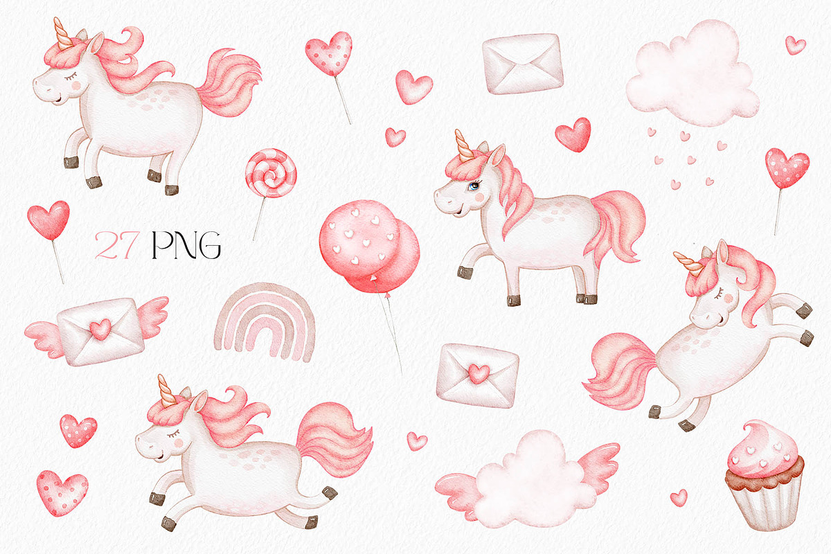 Valentine's Unicorn Set, an Illustration by Eva Katerina (Photo 3 of 8)